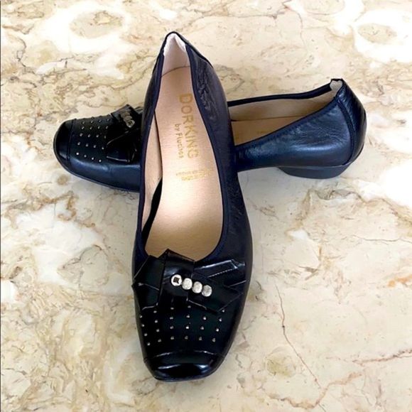 Dorking by Fluchos Shoes - Dorking by Fluchos Black Leather Ballerina Flats